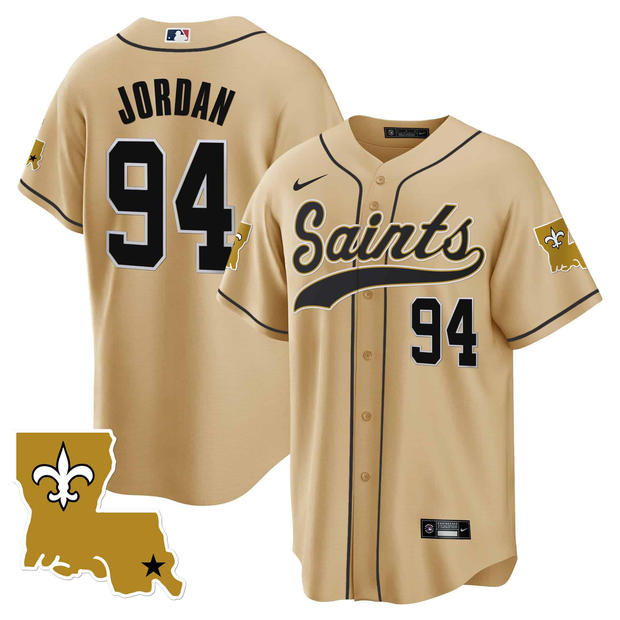 Men New Orleans Saints 94 Jordan Yellow 2024 Nike 1987 Legacy Cool Base NFL Jersey